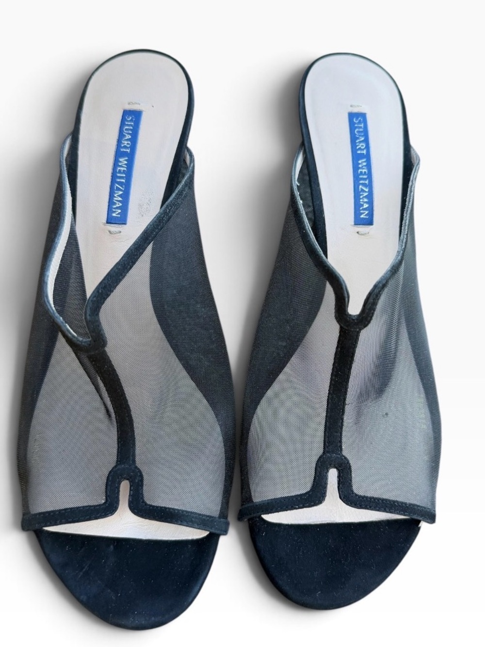 Stuart Weitzman Mya mesh mule heels black sz 9M